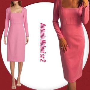 NWT Antonio Melani Pink Stretch Midi Pencil Cocktail Dress sz 2
